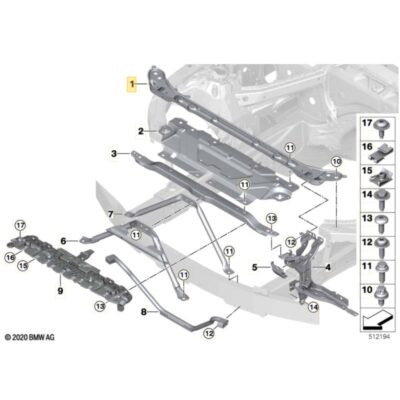 Diagrammansicht des OEM BMW Motorraumsteckers hinten, oben - 51648491817