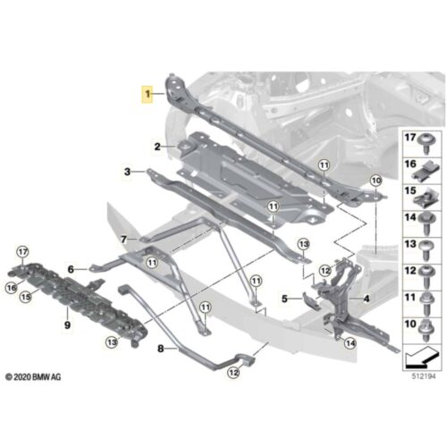 Diagram view of the OEM BMW Engine bay connector rear, top - 51648491817