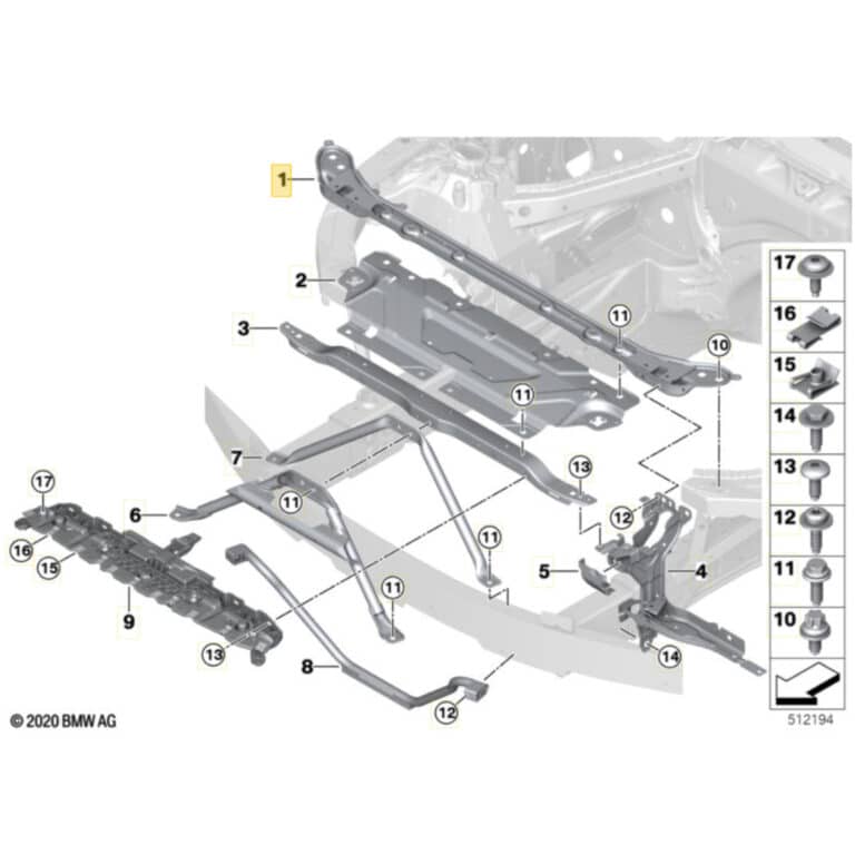Diagram view of the OEM BMW Engine bay connector rear, top - 51648491817