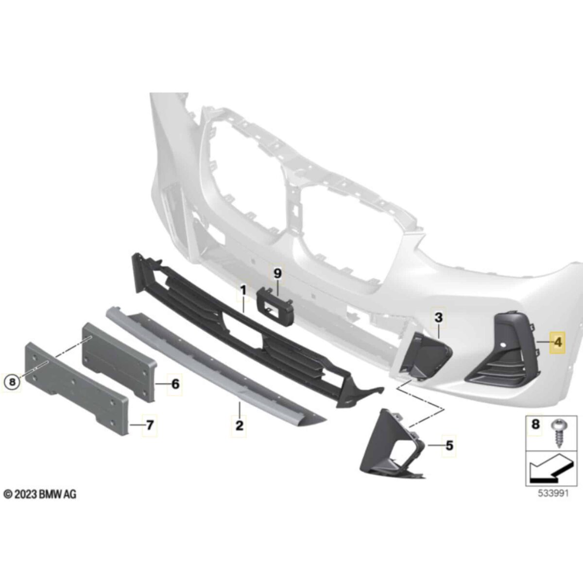 OEM BMW M Sport Gloss Black Front bumper trims X4 G02-X3 G01
