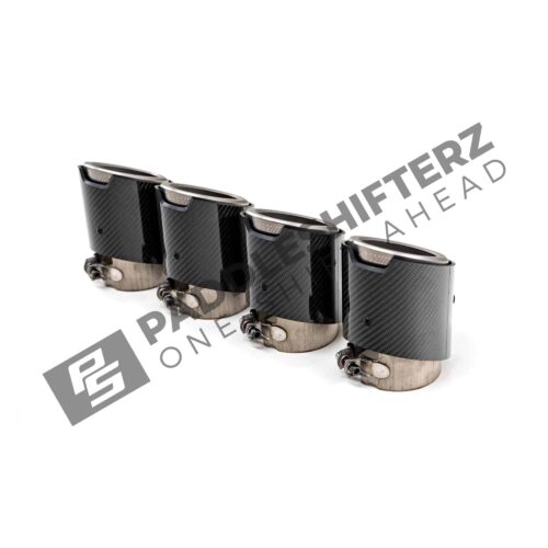OEM BMW M performance carbon, titanium exhaust tip G90 G99 M5 18305B35D87 side view