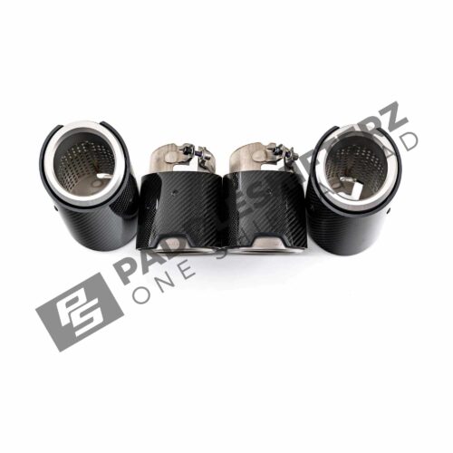 OEM BMW M performance carbon, titanium exhaust tip G90 G99 M5 18305B35D87 two pipes laid flat