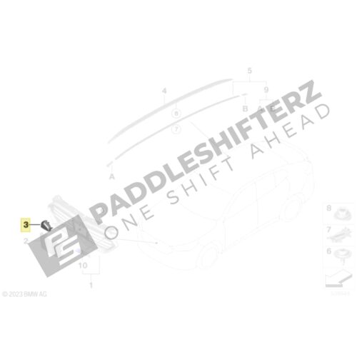 Diagram of the OEM BMW Shadow line front grille camera piece X2 - 51135A32B37