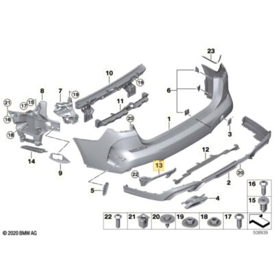 Diagramm der OEM BMW Halterung deckt Auspuff-Endrohr für F44 GranCoupe