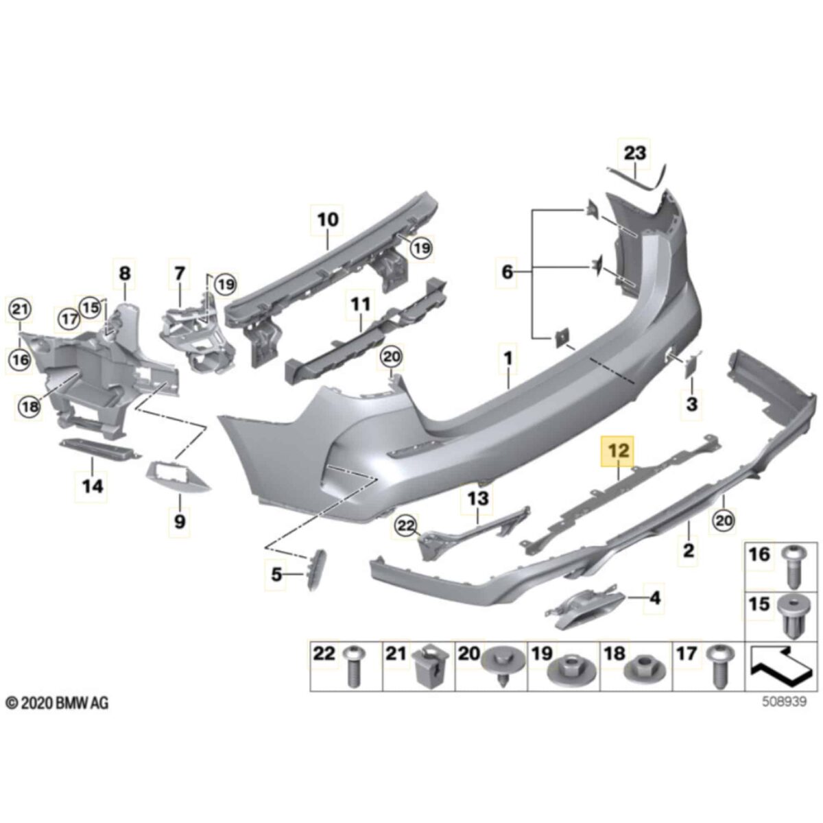 Diagramm der OEM BMW Wärmedämmhalterung, Endschalldämpfer - 51128077662