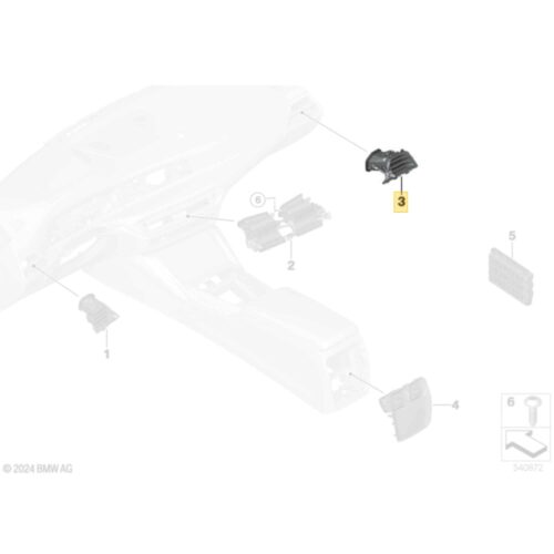 OEM BMW LCI Fresh air grille passenger side G2X, G8X diagram