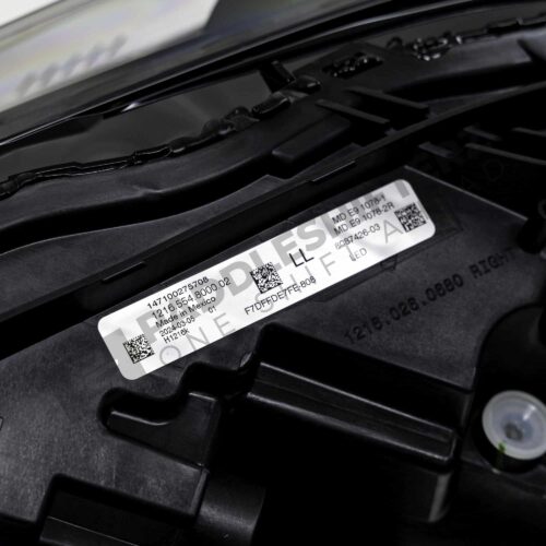 Close up label OEM BMW G87 M2 Adaptive LED Headlights EU Spec Left LHD 63118087425