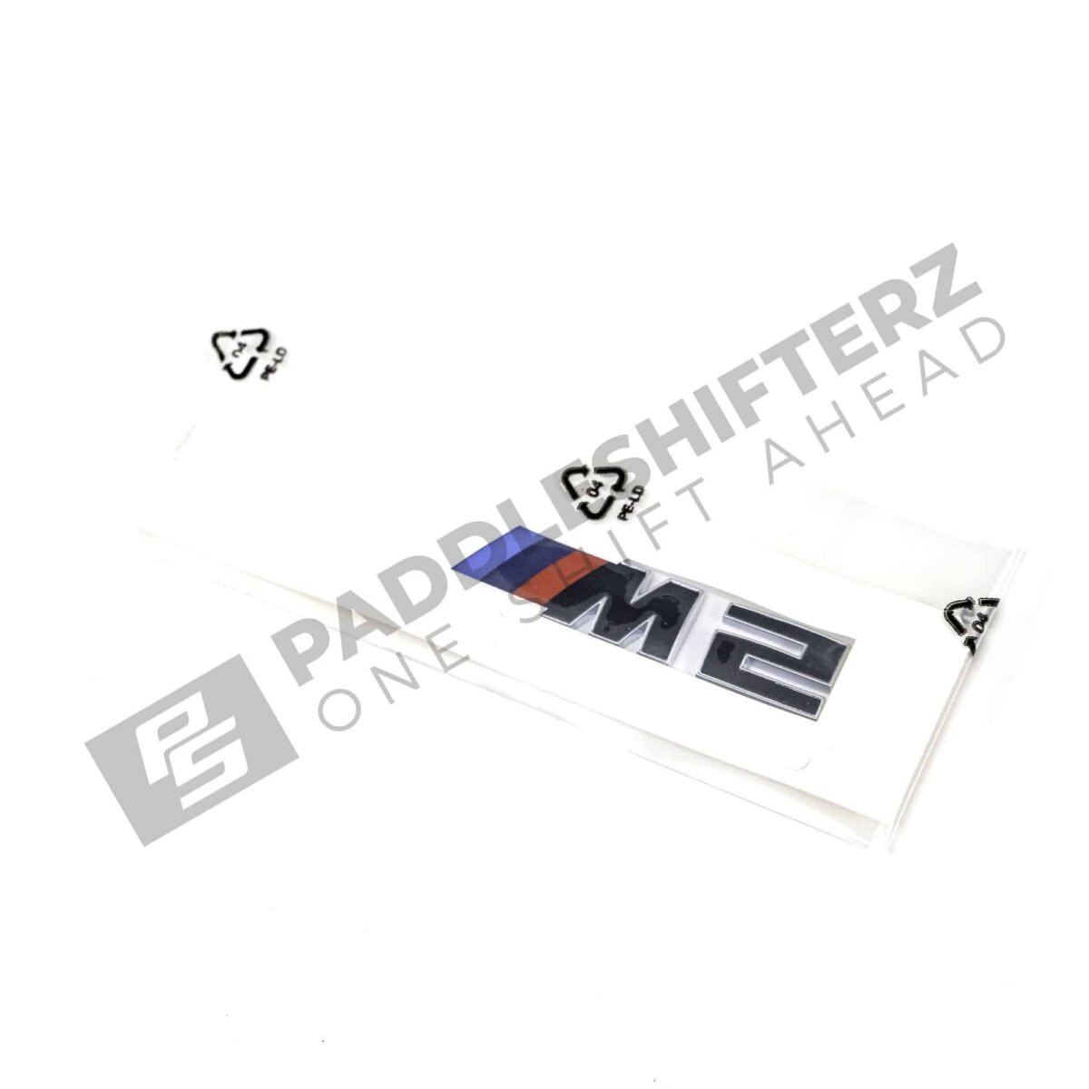 Side view of OEM BMW G87 M2 LCI trunk badge 51147907772