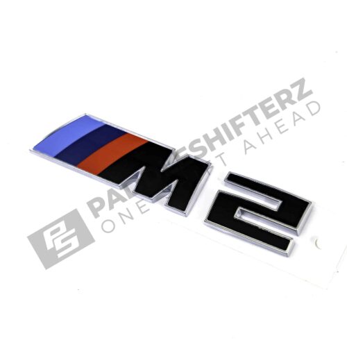 Side view of OEM BMW G87 M2 LCI trunk badge 51147907772