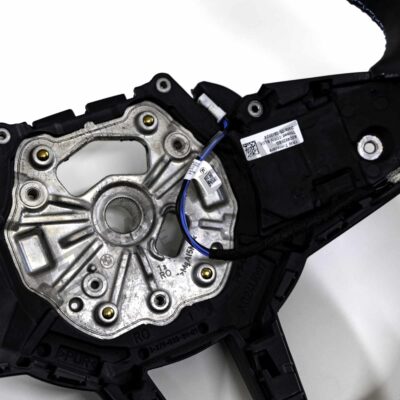Close up view of OEM BMW M Flat bottom leather steering wheel - 32305A8A900