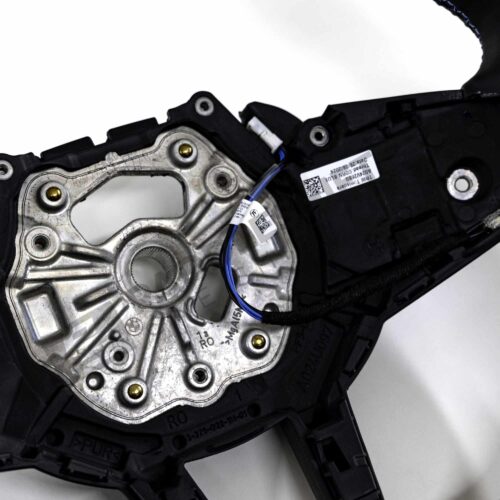 Close up view of OEM BMW M Flat bottom leather steering wheel - 32305A8A900