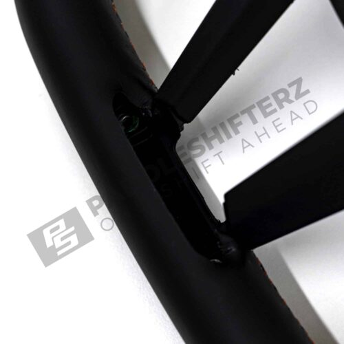 Close up of hole on OEM BMW M Flat bottom leather steering wheel - 32305A8A900