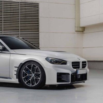 Side view of INDIV Carbon fiber front grilles for BMW G87 M2