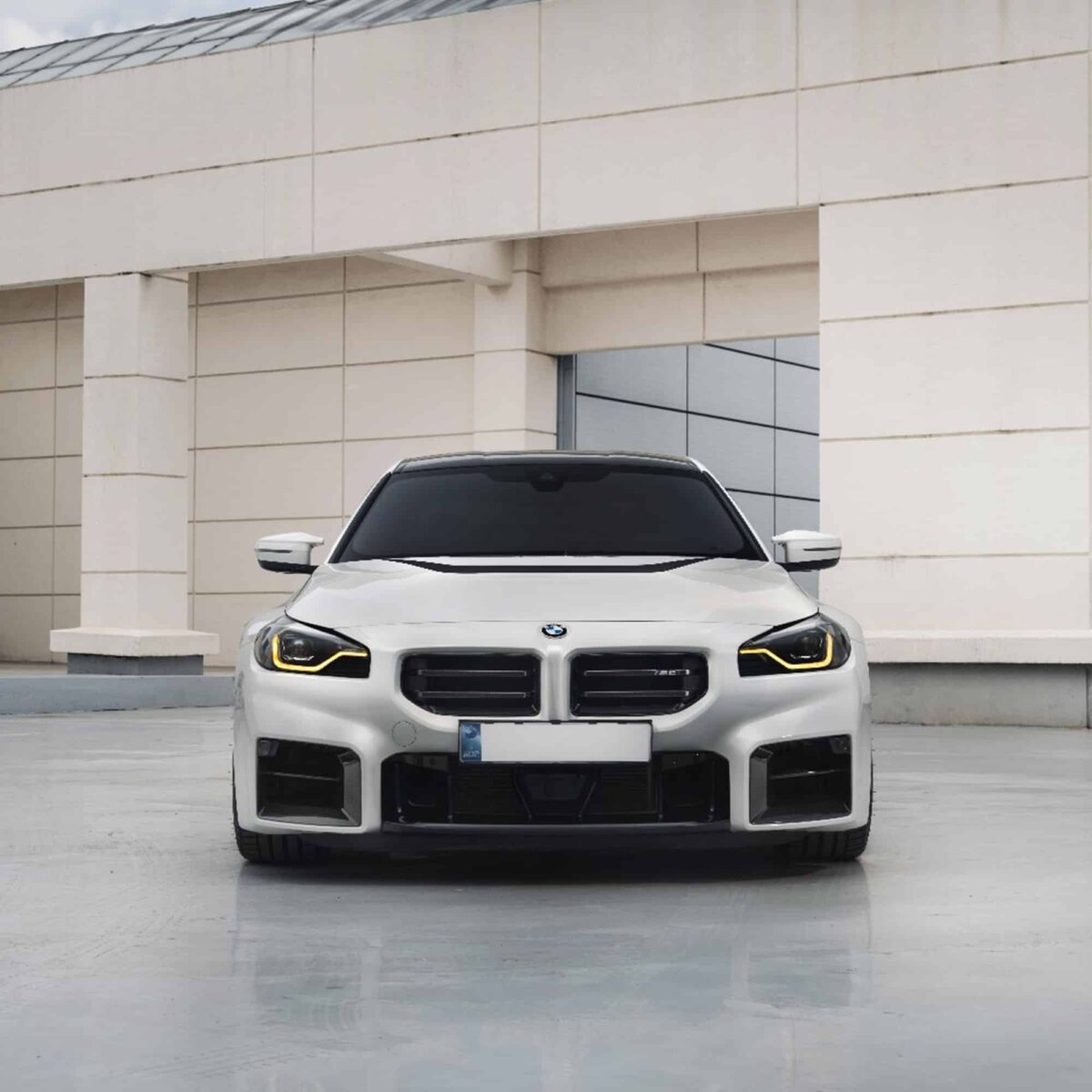 Front view of INDIV Carbon fiber front grilles for BMW G87 M2