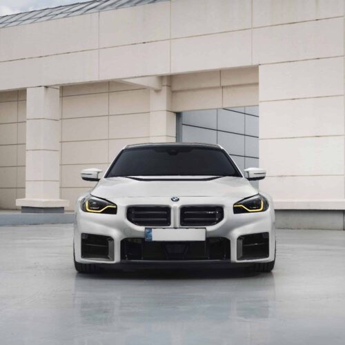 Front view of INDIV Carbon fiber front grilles for BMW G87 M2