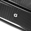 Close up showing the logo on Sterckenn Carbon fiber front lip, spoiler for G87 M2