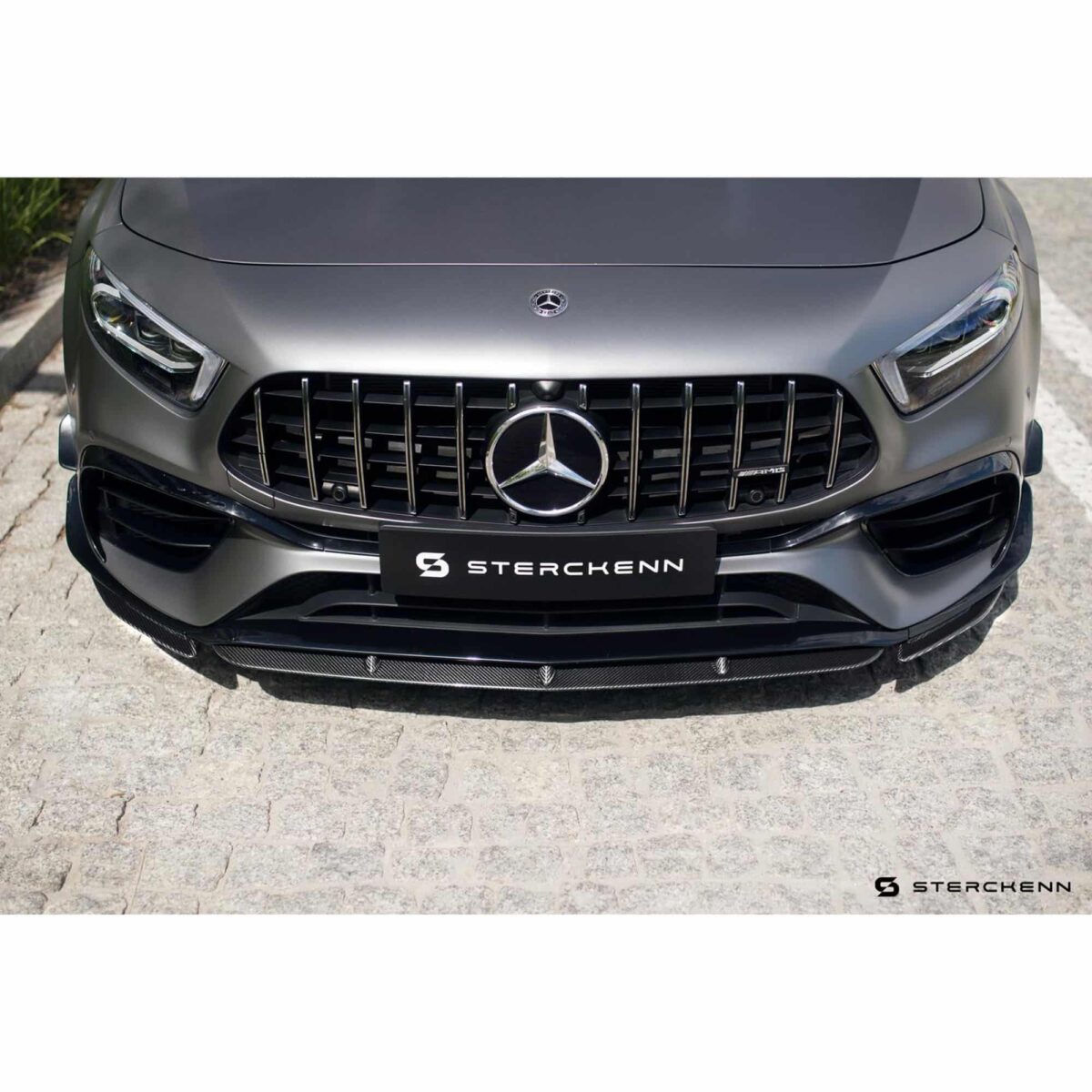 Sterckenn Carbon fiber front lip, spoiler - Mercedes Benz A Class W177 mounted on the vehicle from the front