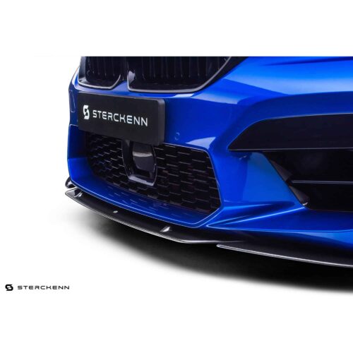 Front side view close up of Sterckenn Carbon fiber front lip, spoiler for F90 M5 LCI