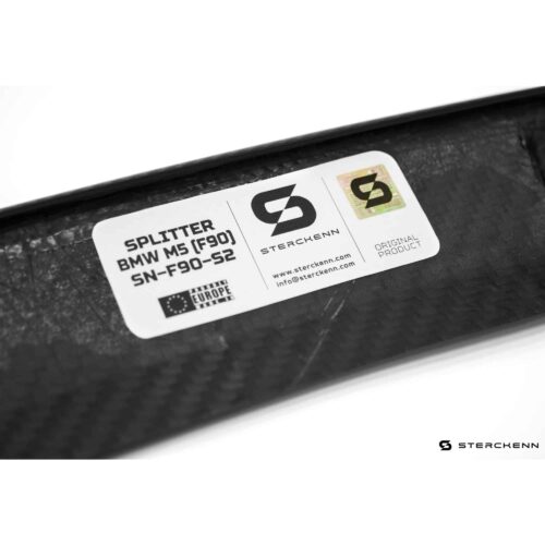 Close up of the bottom of Sterckenn Carbon fiber front lip, spoiler for F90 M5 LCI