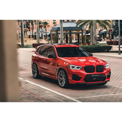 Far view of Sterckenn Carbon fiber front lip, spoiler for F97/F98 X3M, X4M on a X3M