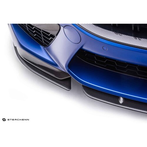 Top side view of Sterckenn Carbon fiber front lip, spoiler for F9X M8
