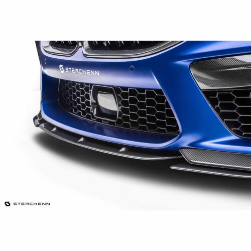 Blue M8 with Sterckenn Carbon fiber front lip, spoiler for F9X M8 close up