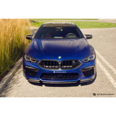 Front of blue M8 with Sterckenn Carbon fiber front lip, spoiler for F9X M8