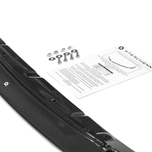 Close up of the hardware of Sterckenn Carbon fiber front lip, spoiler for G8X M3