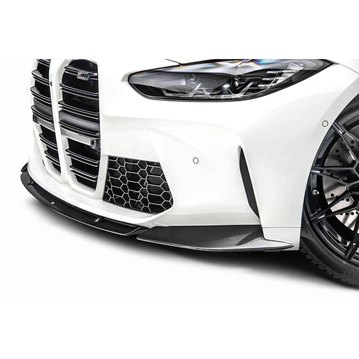 Sterckenn Carbon fiber front lip, spoiler for G8X M3, M4 on a white M4 G82