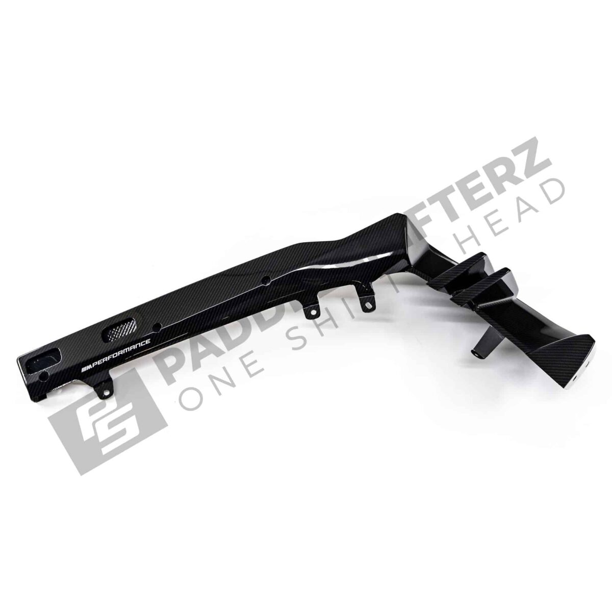 Bottom side view of OEM BMW M Performance Carbon fiber diffuser left - 51125A7F3C0