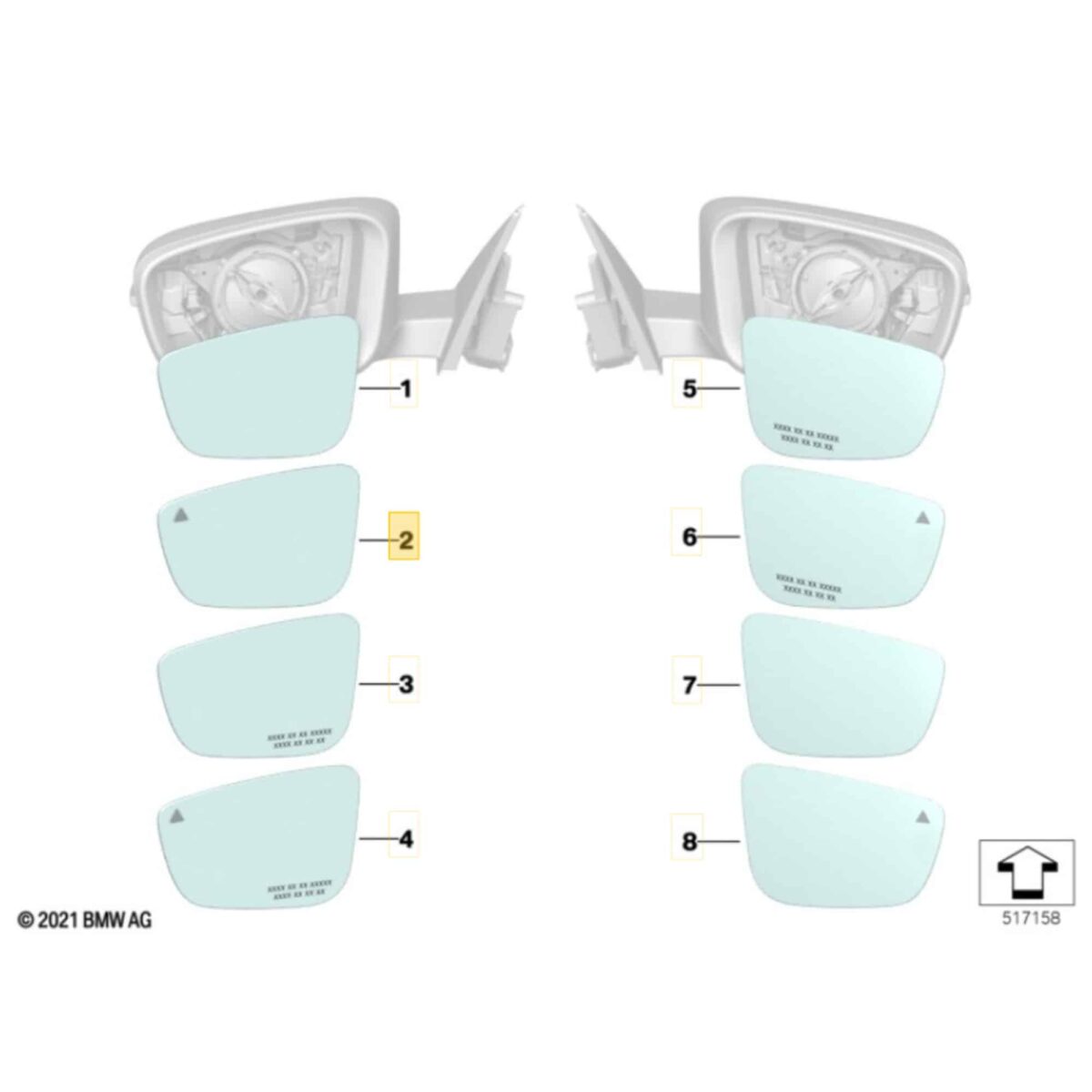 OEM BMW Mirrors for BMW G80 M3, EU Aspherical mirrors