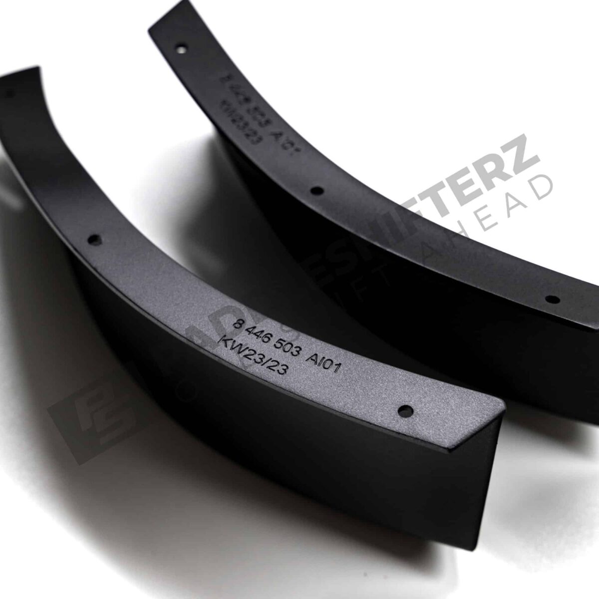 Close up from right side of OEM BMW G82 GT4 M4 Air Deflectors, canards kit, front bumper