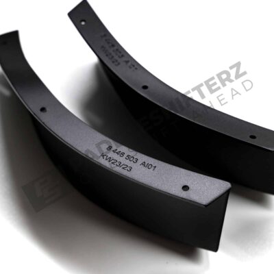 Close up from right side of OEM BMW G82 GT4 M4 Air Deflectors, canards kit, front bumper