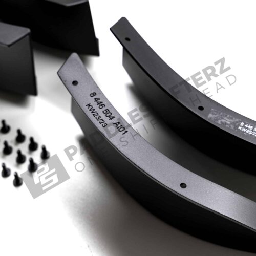 Close up of OEM BMW G82 GT4 M4 Air Deflectors, canards kit, front bumper