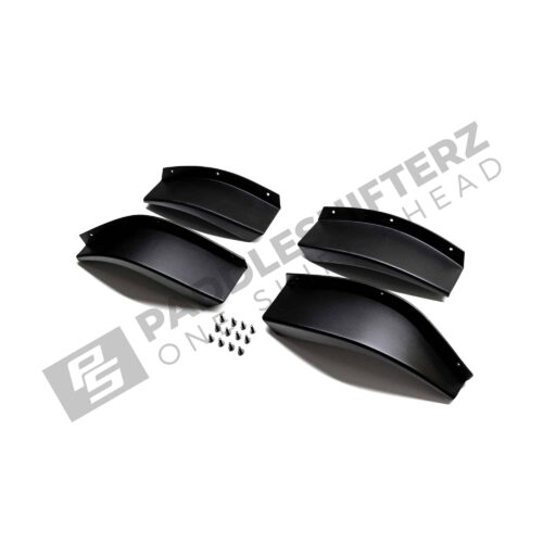 Bottom side view of OEM BMW G82 GT4 M4 Air Deflectors, canards kit, front bumper