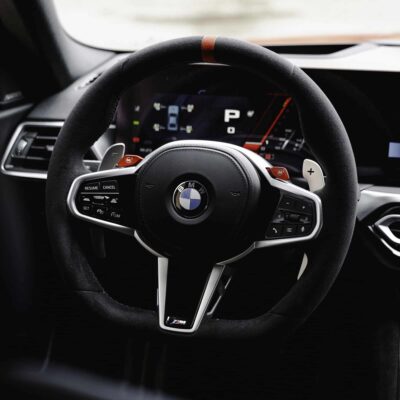 Shown in a BMW M2 the Aluminium paddle shifters for F/G Series and Supra - Silver