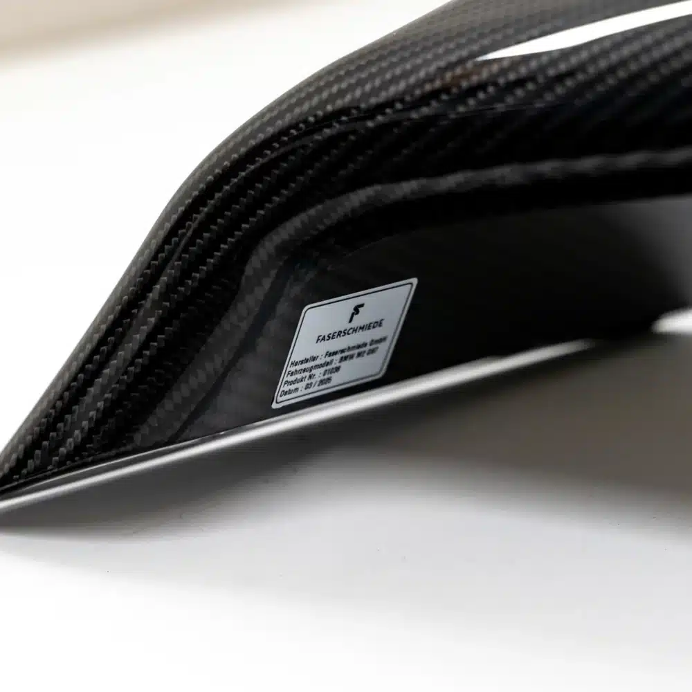 Close up with label on Competition Carbon fiber Rear Wing for BMW G87 M2