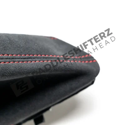 OEM BMW F87 M2 CS Alcantara handbrake cover red stitching - Imagen 4