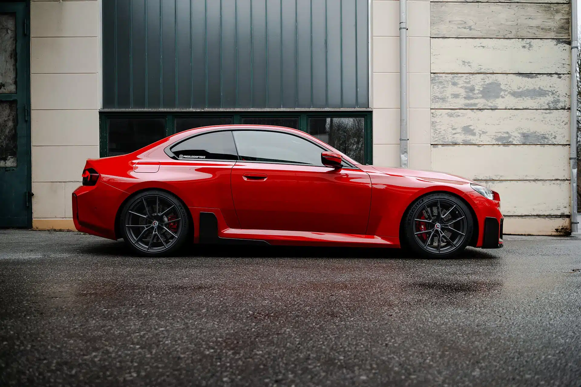 PaddleShifterz Toronto Red BMW G87 M2 With M Performance carbon fiber parts side profile