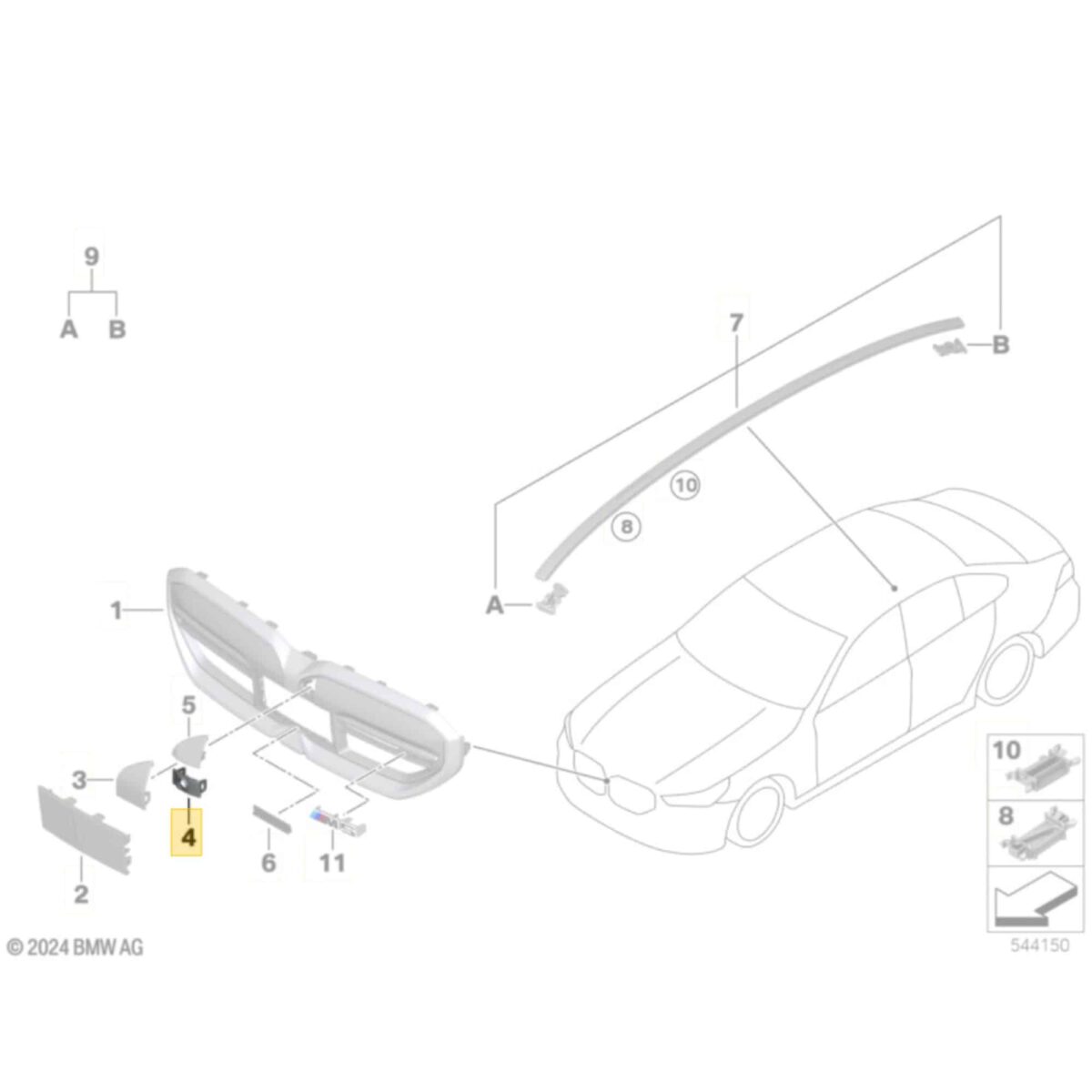 OEM BMW M Front grille camera system trim G9X M5