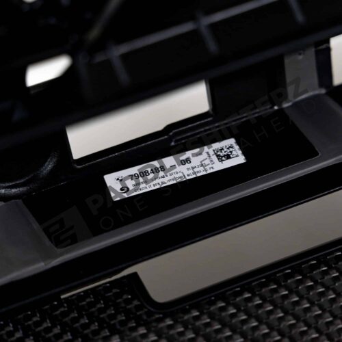 OEM BMW Carbon fiber dashboard trim 5 series 51457908488 close up with label