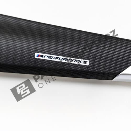 OEM BMW M Performance LCI carbon kit - 51459642614 close up on M Performance logo
