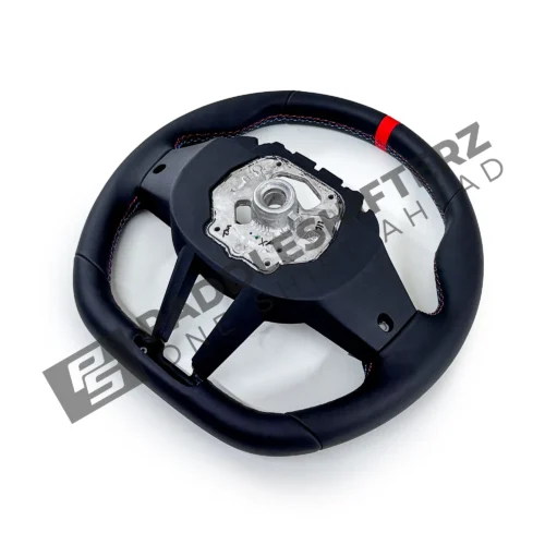 Side rear view of OEM BMW M Flat bottom leather steering wheel (Manual) – 32305A8A902