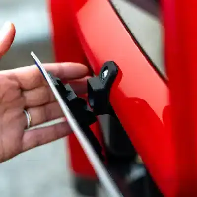 PaddleShifterz BMW G87 M2 magnetic license plate holder installed on a G87 M2 close up
