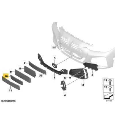 OEM BMW G22/G23 LCI CH License plate holder - 51135A9D1E5