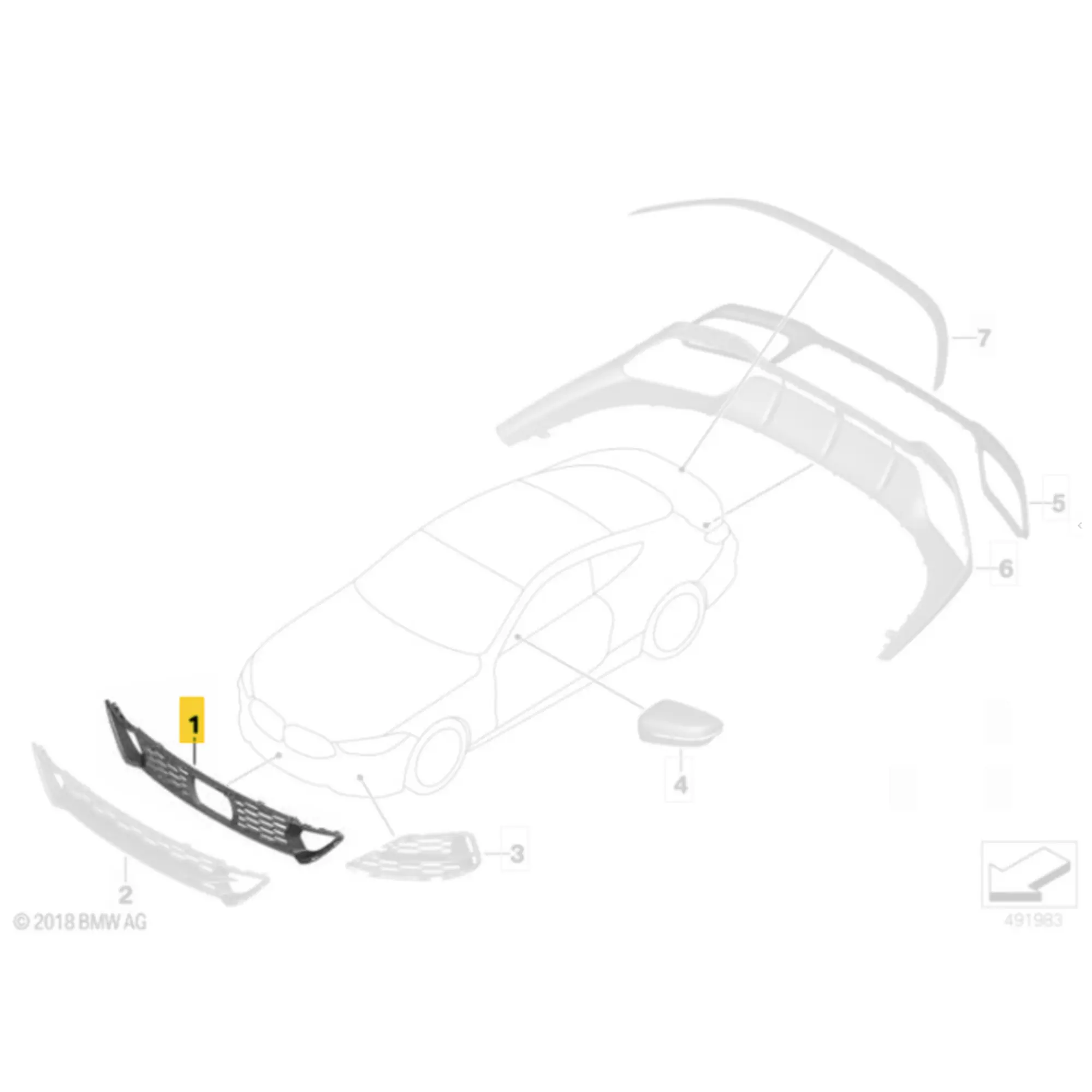 OEM BMW M Performance Air inlet middle CFK/FFR - 51118084367