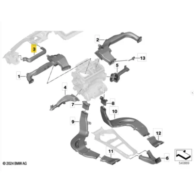 OEM BMW Side window defrosting duct 64225A04AC1
