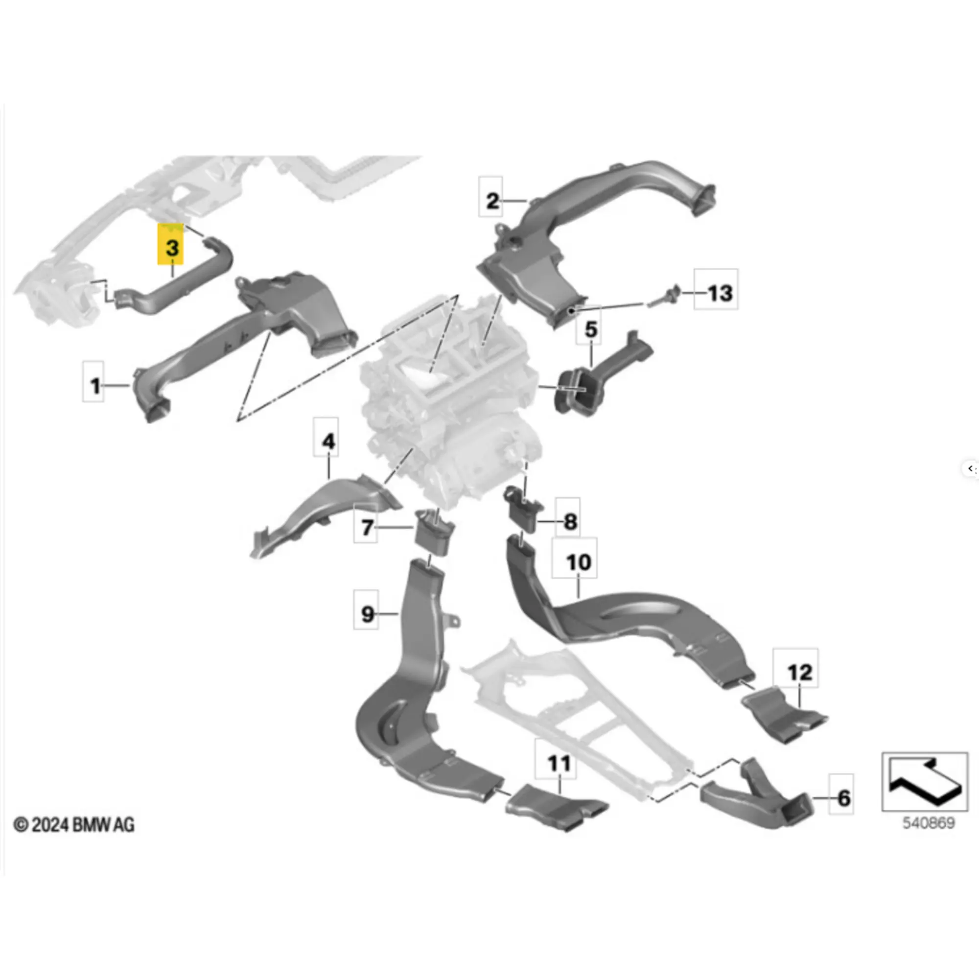 OEM BMW Side window defrosting duct 64225A04AC1
