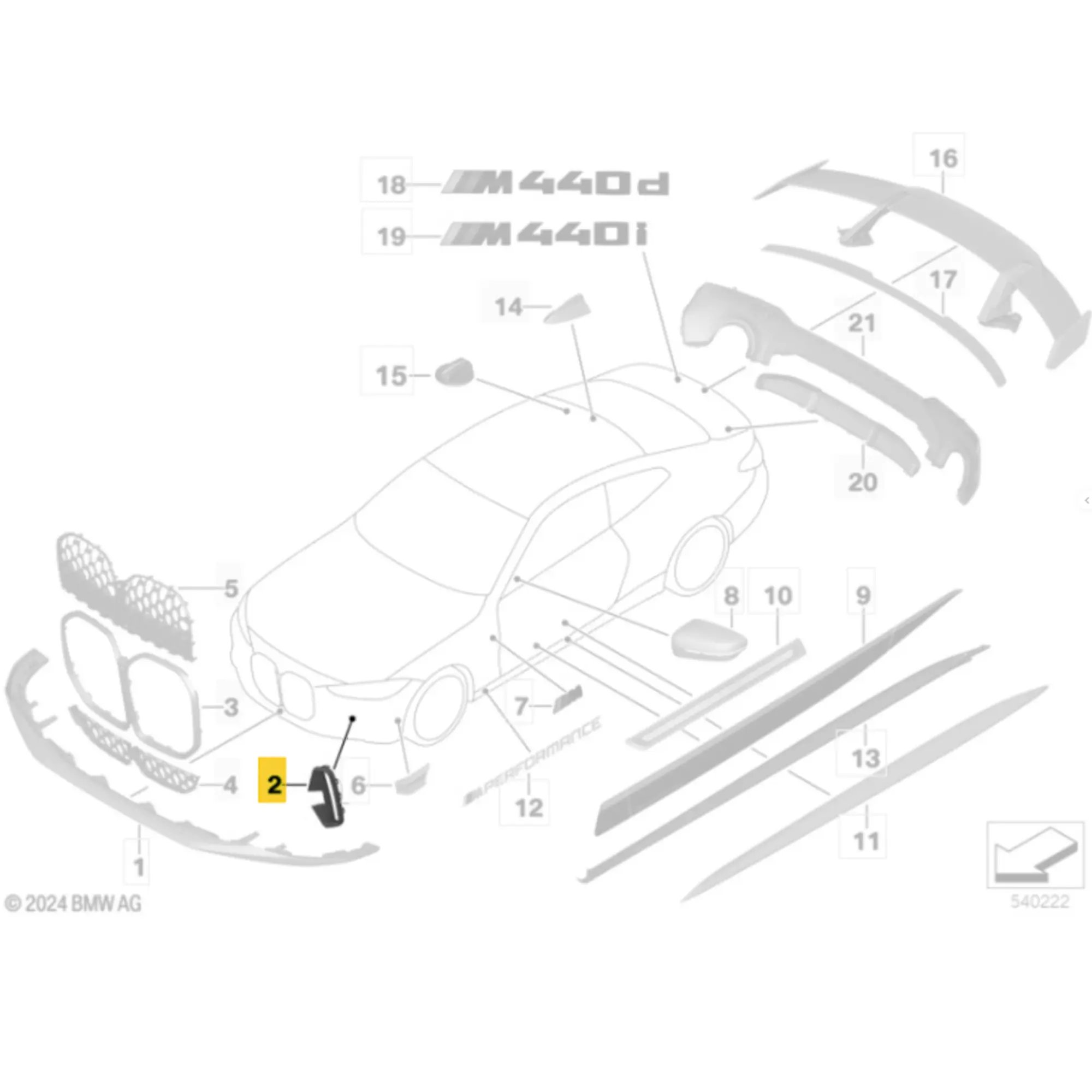 OEM BMW M Performance Grille side trims G22, G23