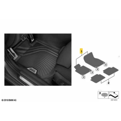 OEM BMW Floor mats, all-weather front 51472473238 51475A3E485